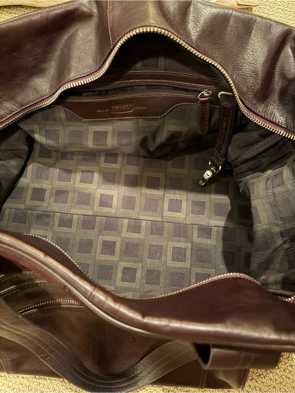 Fossil Brown Leather and Suede Weekender Bag - Picture 11 of 11